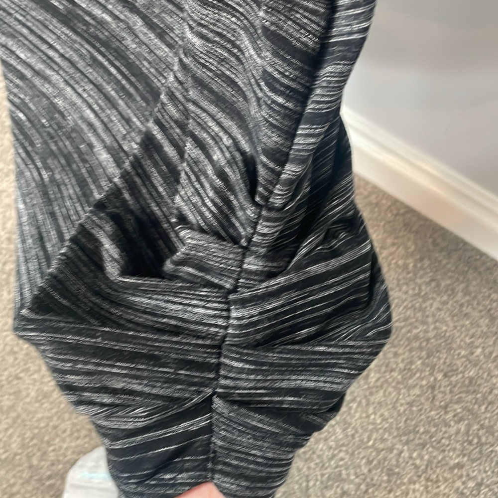 Athleta Downtown Asymmetrical space dye ruched midi length teeshirt dress large - Picture 6 of 10